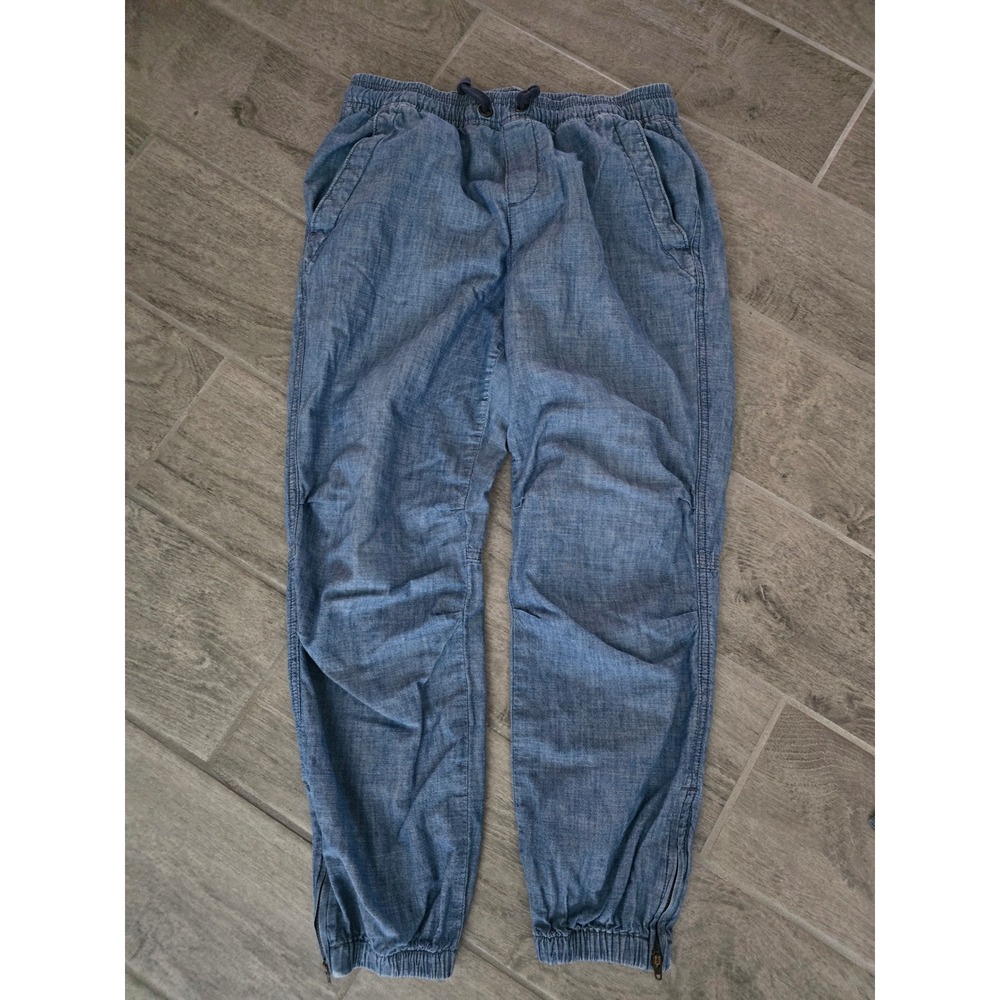 Polo‎ Ralph Lauren Womens XS Chambray Jogger Pants Elastic Waist Zip Ankle